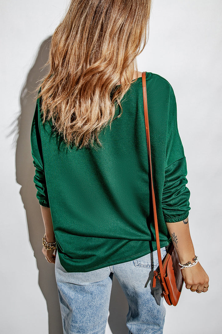 Lucky Clover Round Neck Blouse | Trendsi