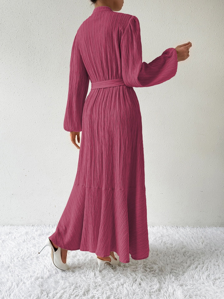 Tie Waist Long Sleeve Dress | Trendsi