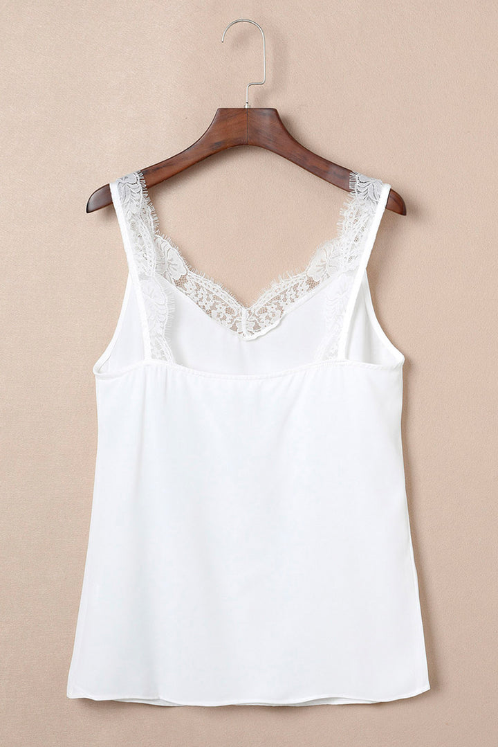 Lace Detail Bow Graphic V-Neck Tank | Trendsi