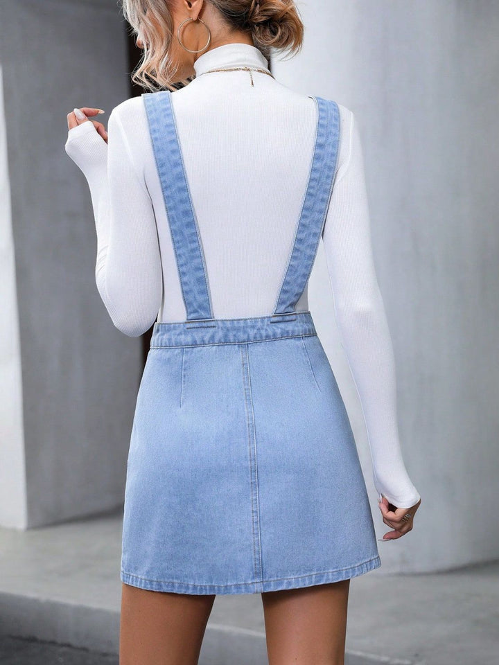 Wide Strap Denim Overall Dress | Trendsi