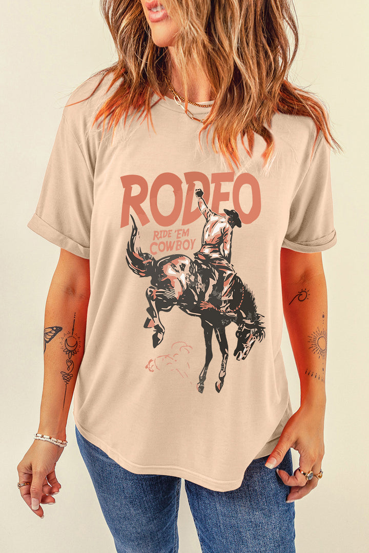 Cowboy Graphic Round Neck Short Sleeve T-Shirt | Trendsi