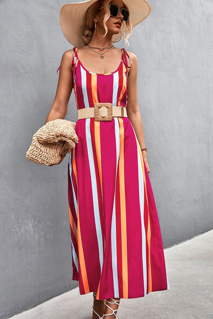 Striped Scoop Neck Cami Dress | Trendsi