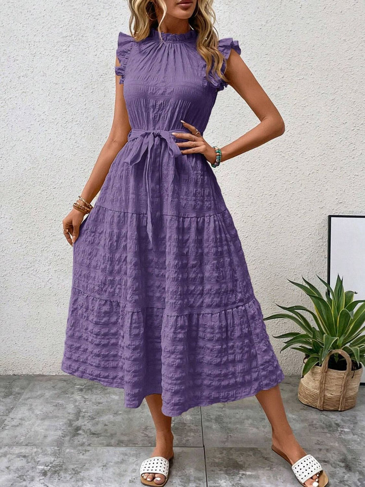 Tied Ruffled Cap Sleeve Midi Dress | Trendsi