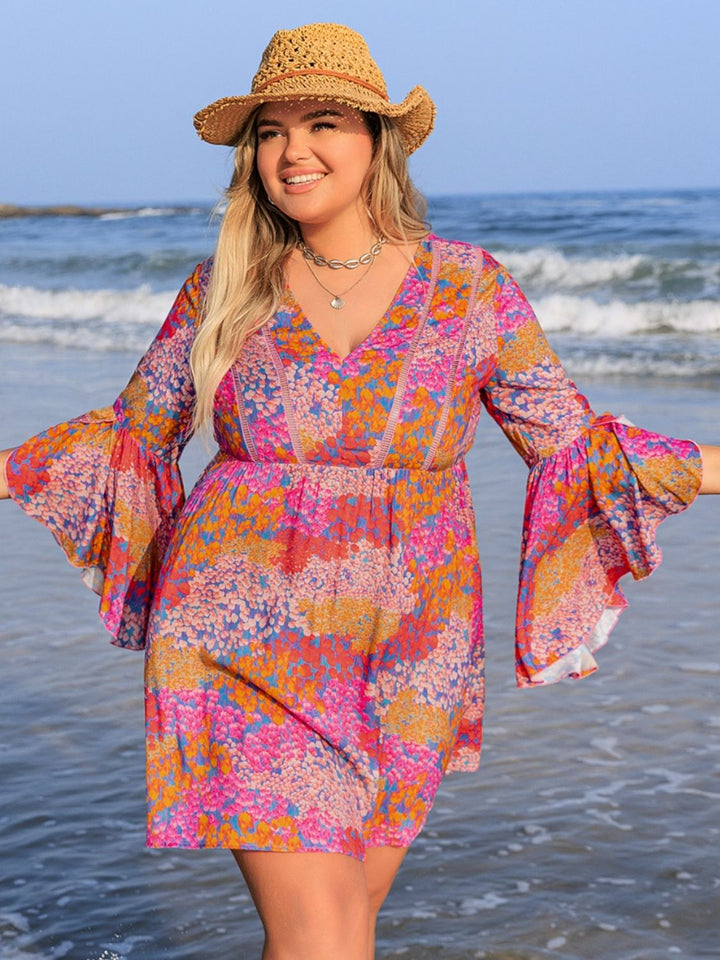 Plus Size Ruched Printed Long Sleeve Dress | Trendsi