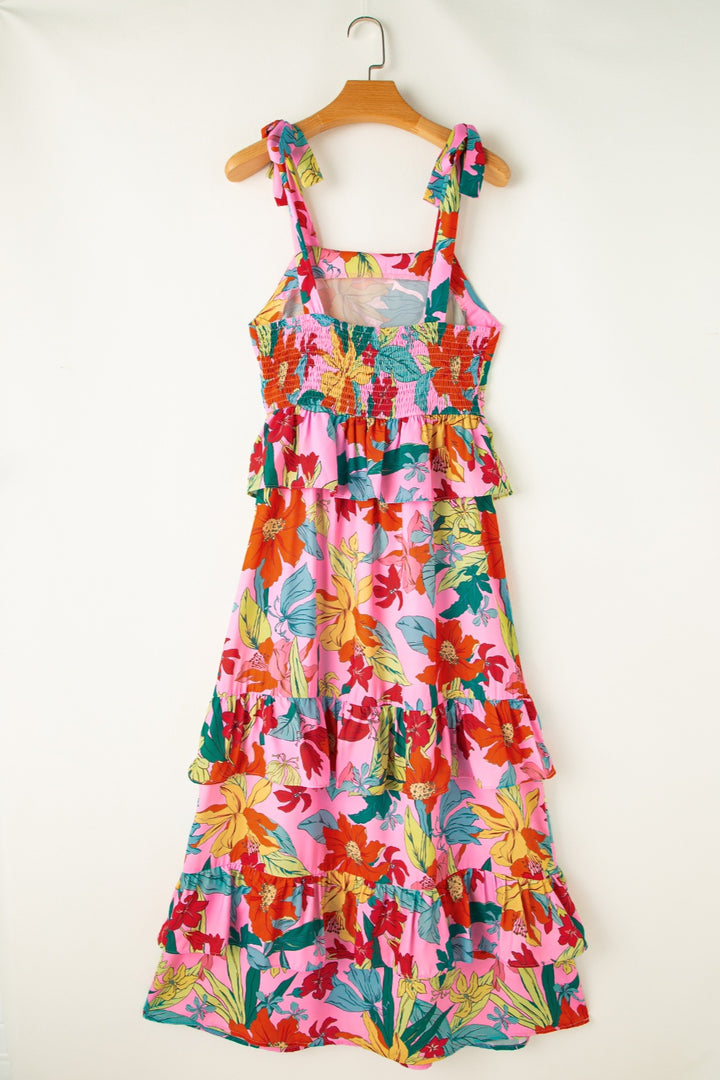 Ruffled Printed Square Neck Cami Dress | Trendsi