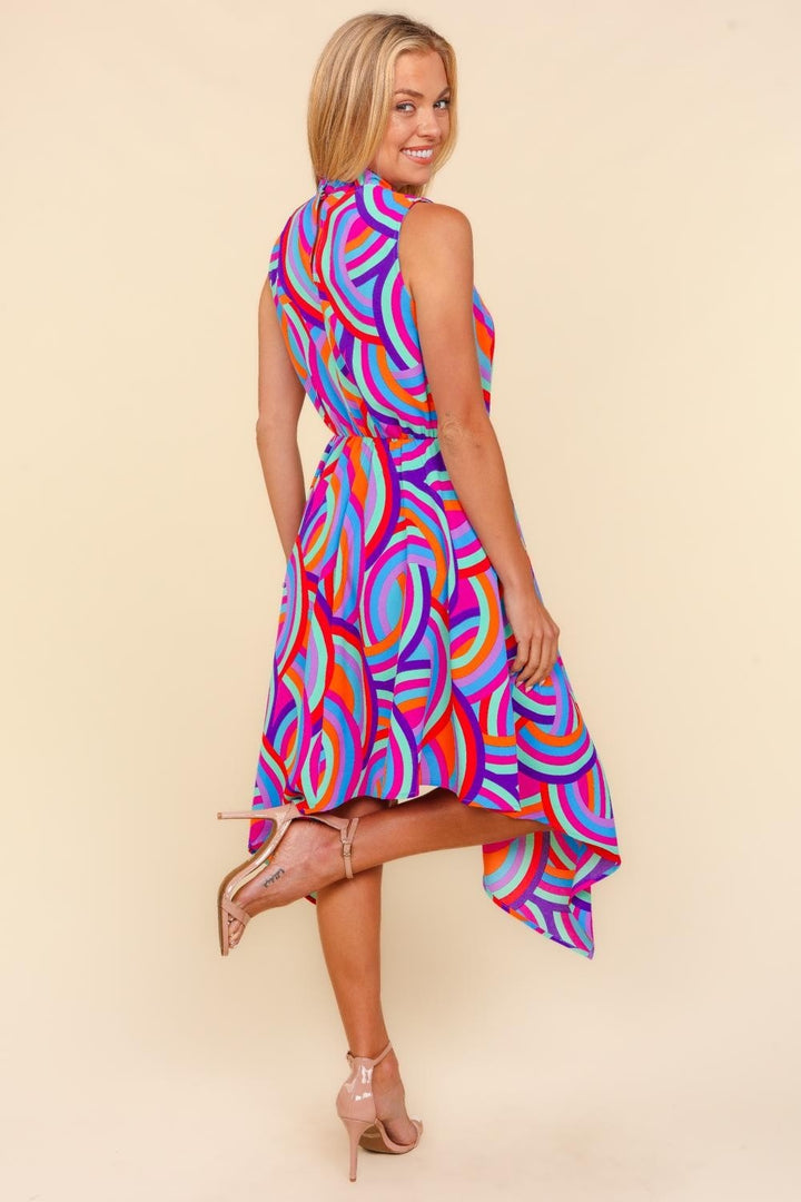 Haptics Full Size Mock Neck Sleeveless Printed Dress | Trendsi