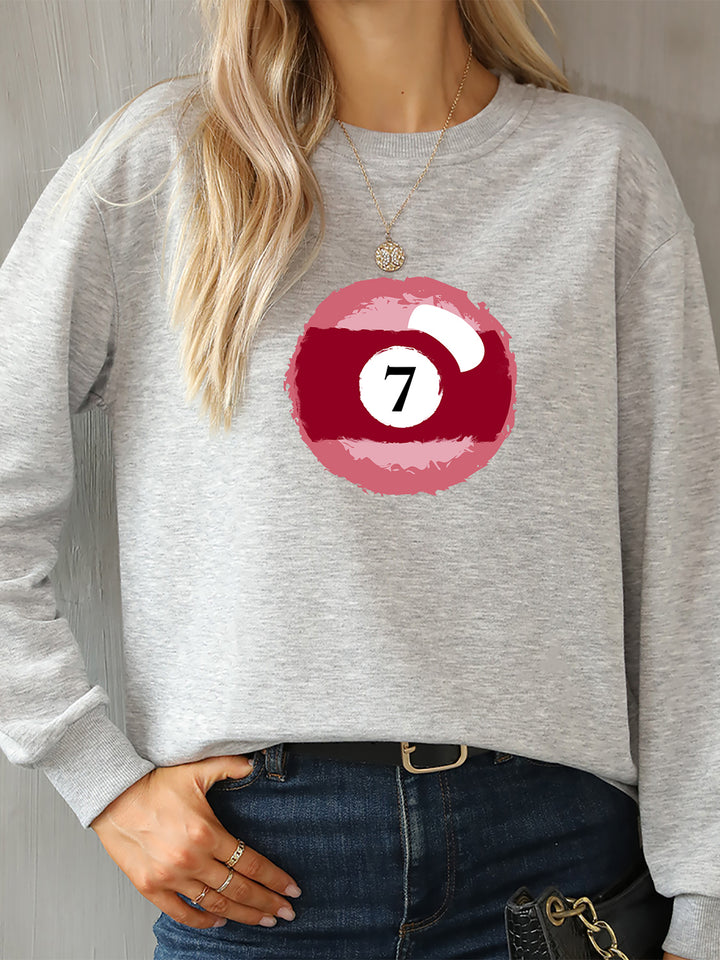 Billiard Graphic Round Neck Sweatshirt | Trendsi