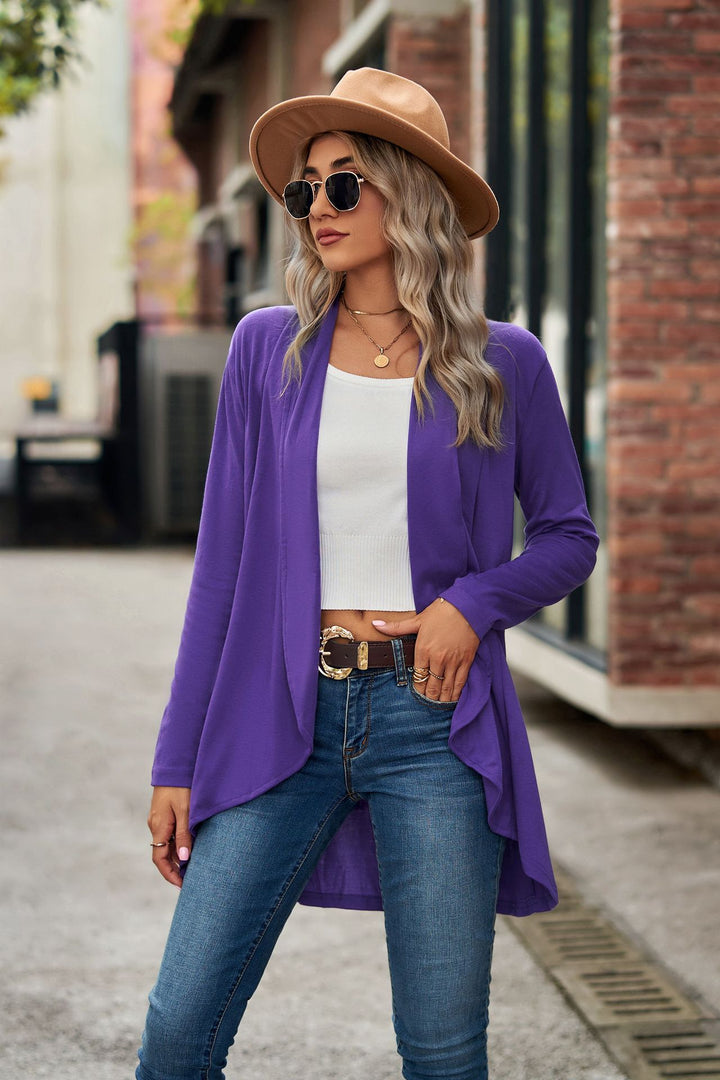 Open Front Long Sleeve Top | Trendsi