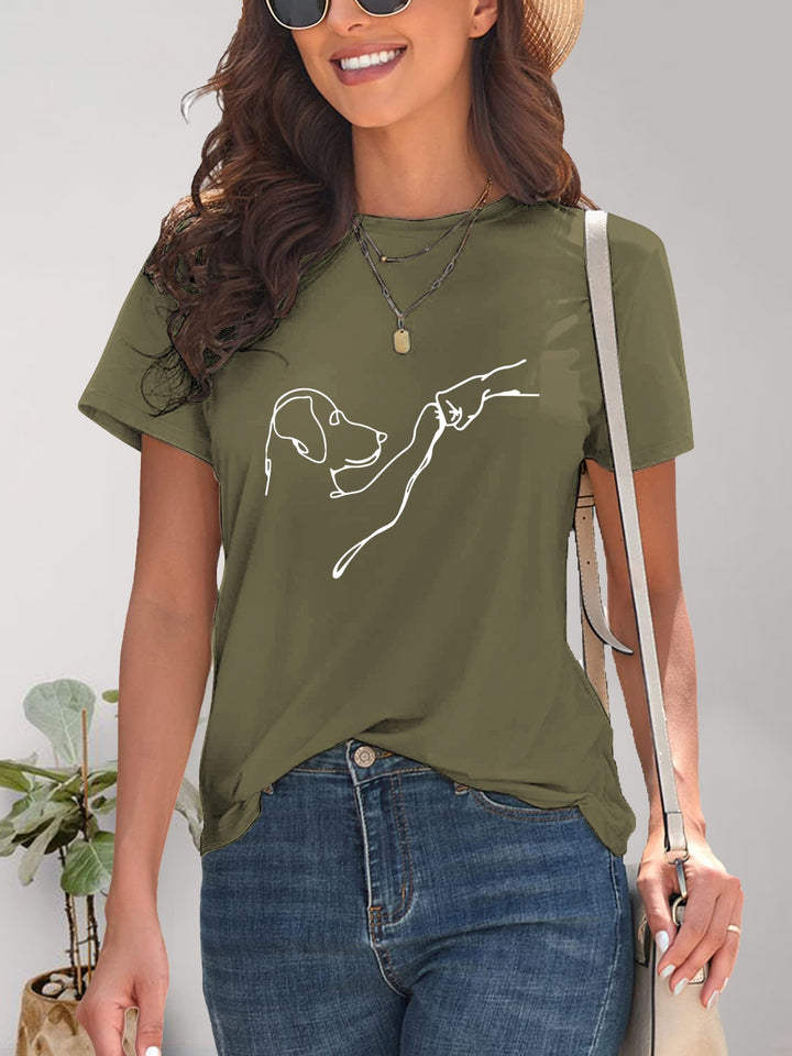 Dog Graphic Round Neck T-Shirt | Trendsi