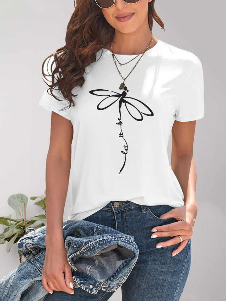 Dragonfly Graphic Round Neck Short Sleeve T-Shirt | Trendsi