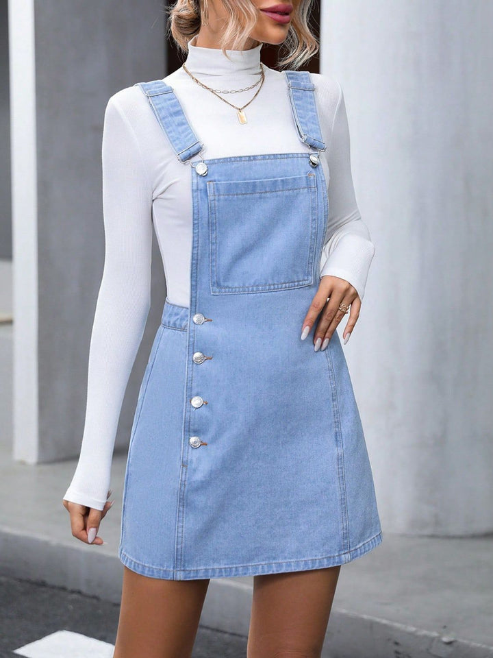 Wide Strap Denim Overall Dress | Trendsi