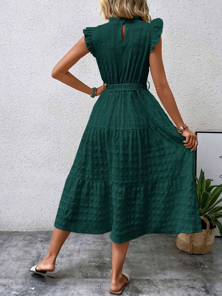 Tied Ruffled Cap Sleeve Midi Dress | Trendsi