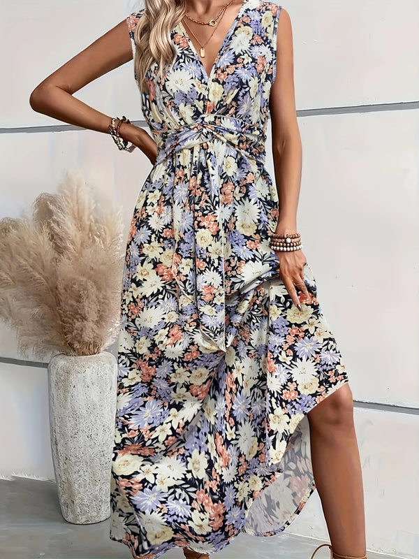 Floral Sleeveless Midi Dress | Trendsi