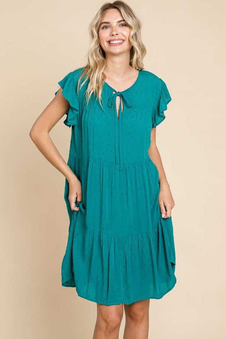 Culture Code Ruffle Cap Sleeve Tiered Dress | Trendsi