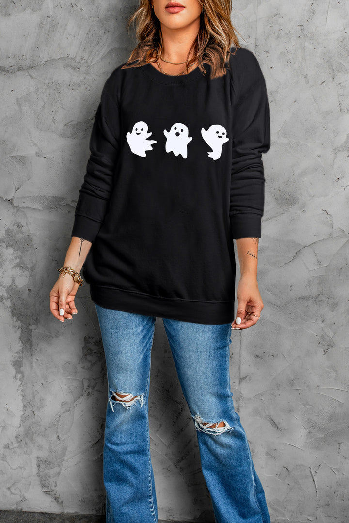 Ghost Round Neck Long Sleeve Sweatshirt | Trendsi