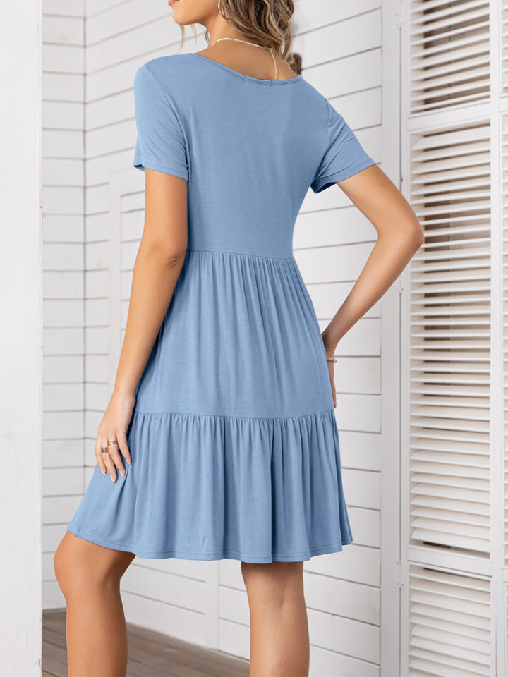 Round Neck Short Sleeve Mini Tee Dress | Trendsi