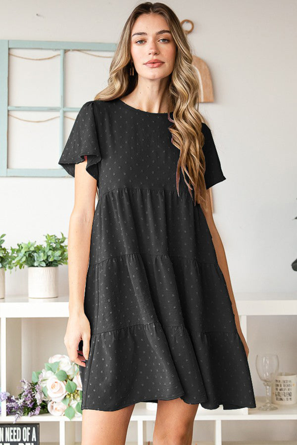 Heimish Swiss Dot Short Sleeve Tiered Dress | Trendsi