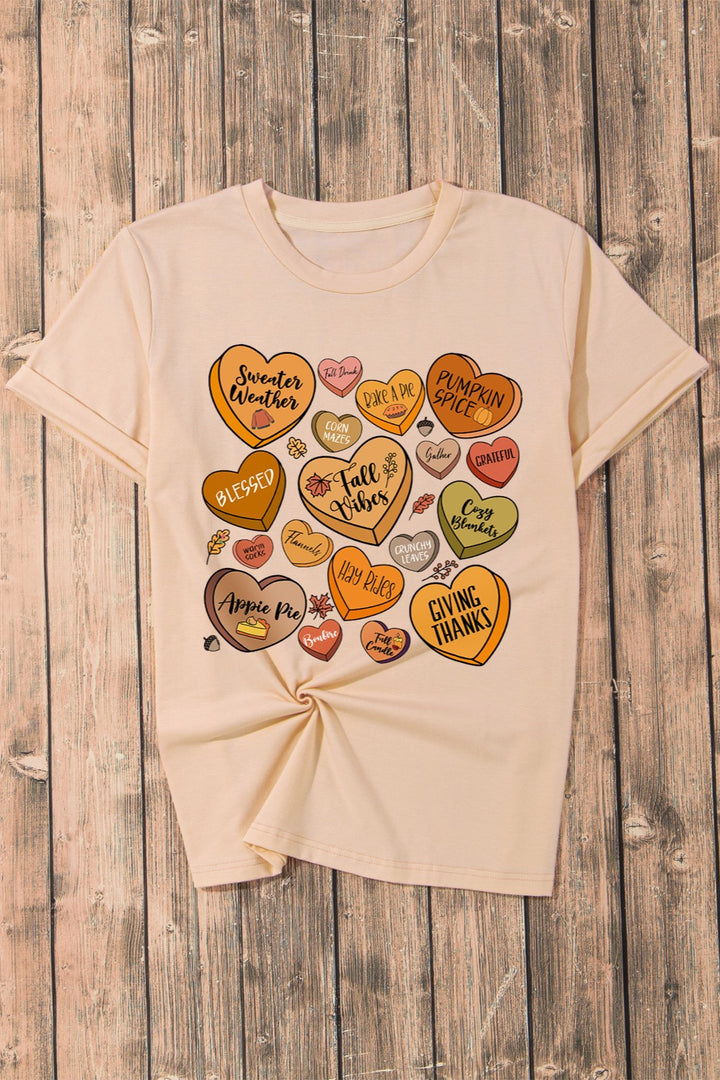 Heart Graphic Round Neck Short Sleeve T-Shirt | Trendsi