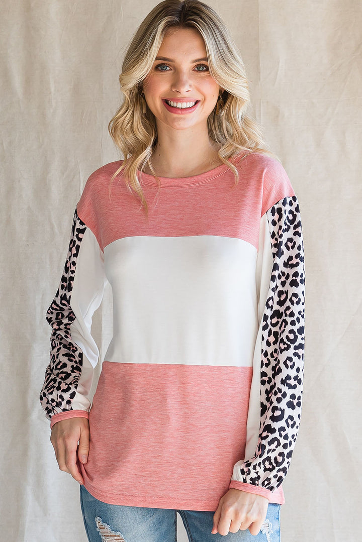 Leopard Color Block Top | Trendsi