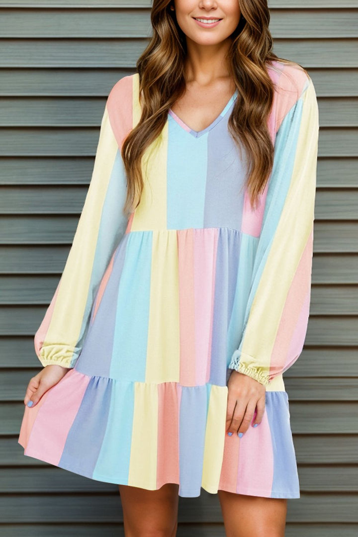 Color Block Long Sleeve Mini Dress | Trendsi