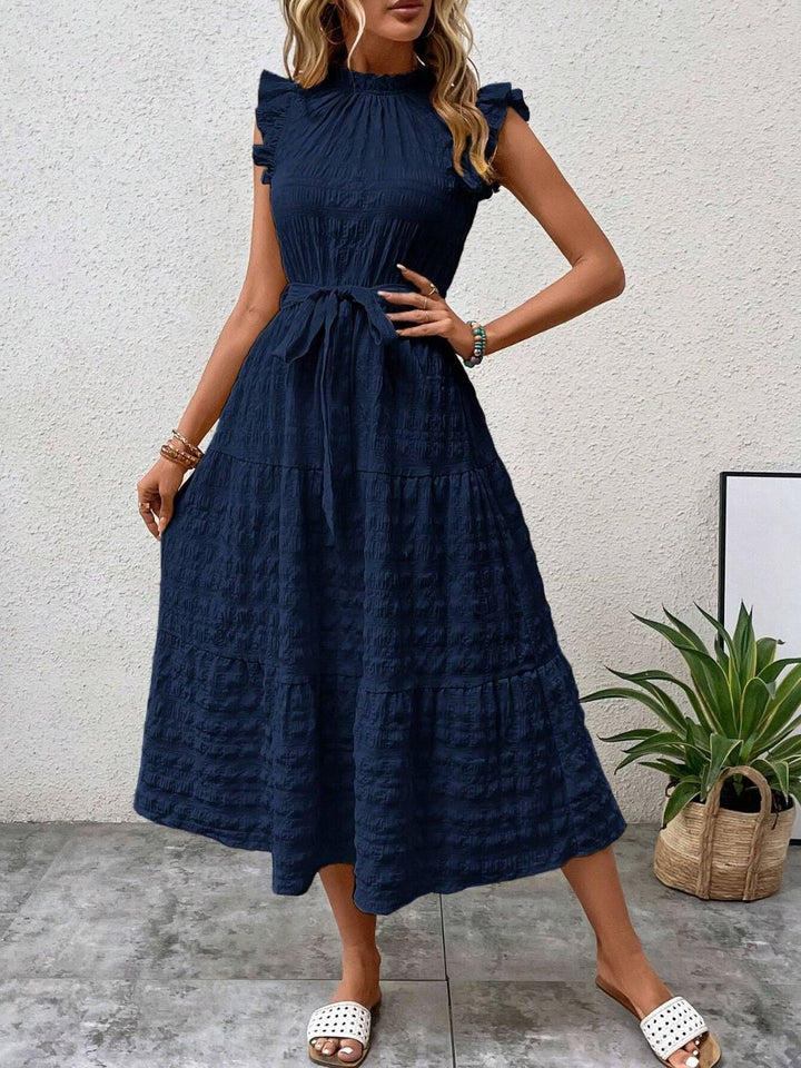 Tied Ruffled Cap Sleeve Midi Dress | Trendsi