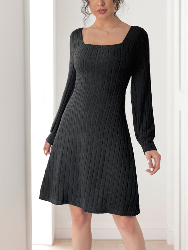 Perfee Butterfly Square Neck Long Sleeve Dress | Trendsi