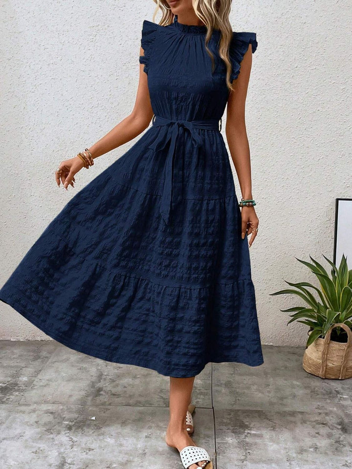 Tied Ruffled Cap Sleeve Midi Dress | Trendsi