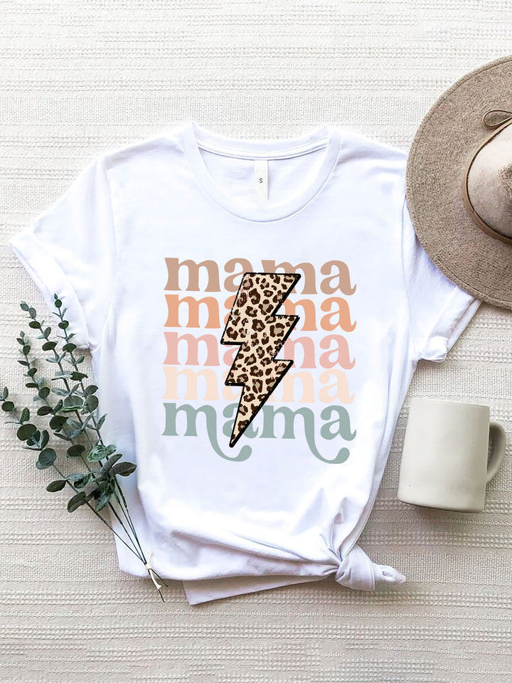 MAMA Round Neck Short Sleeve T-Shirt | Trendsi