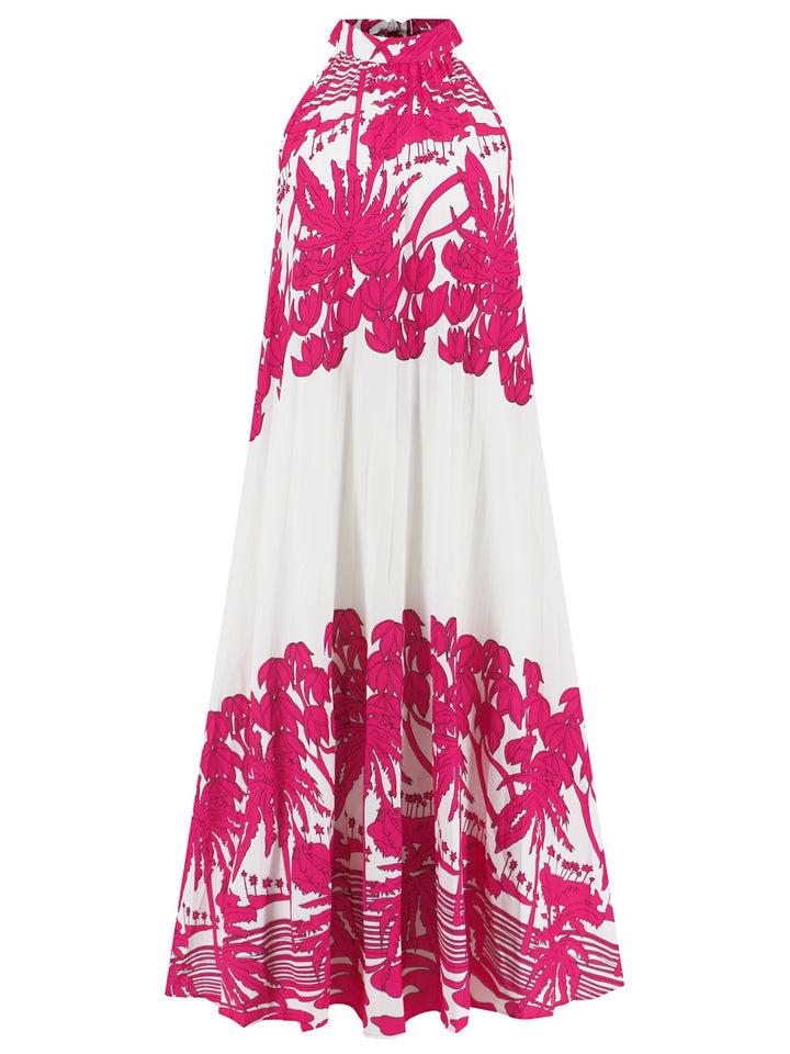 Tied Printed Sleeveless Midi Dress | Trendsi