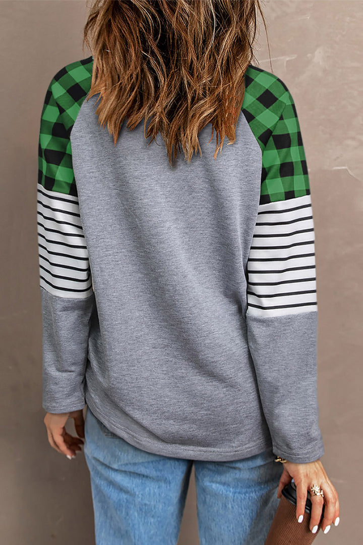 Lucky Clover Raglan Sleeve Sweatshirt | Trendsi