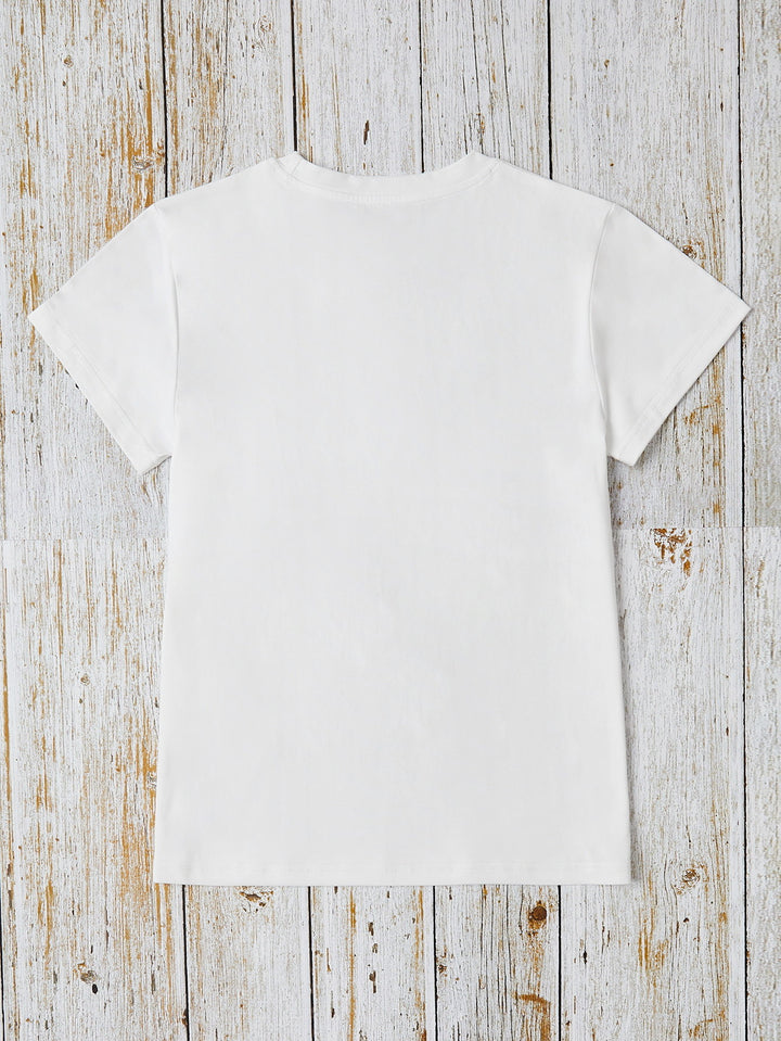 Letter Graphic Round Neck Short Sleeve T-Shirt | Trendsi