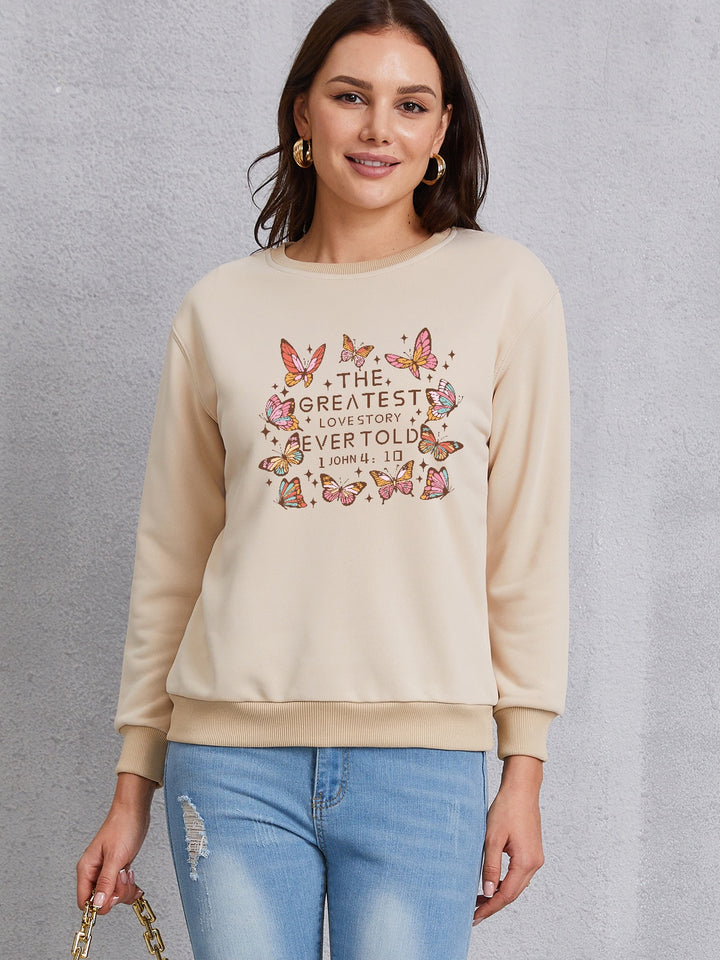 THE GREATEST LOVESTORY EVERTOLD Round Neck Sweatshirt | Trendsi