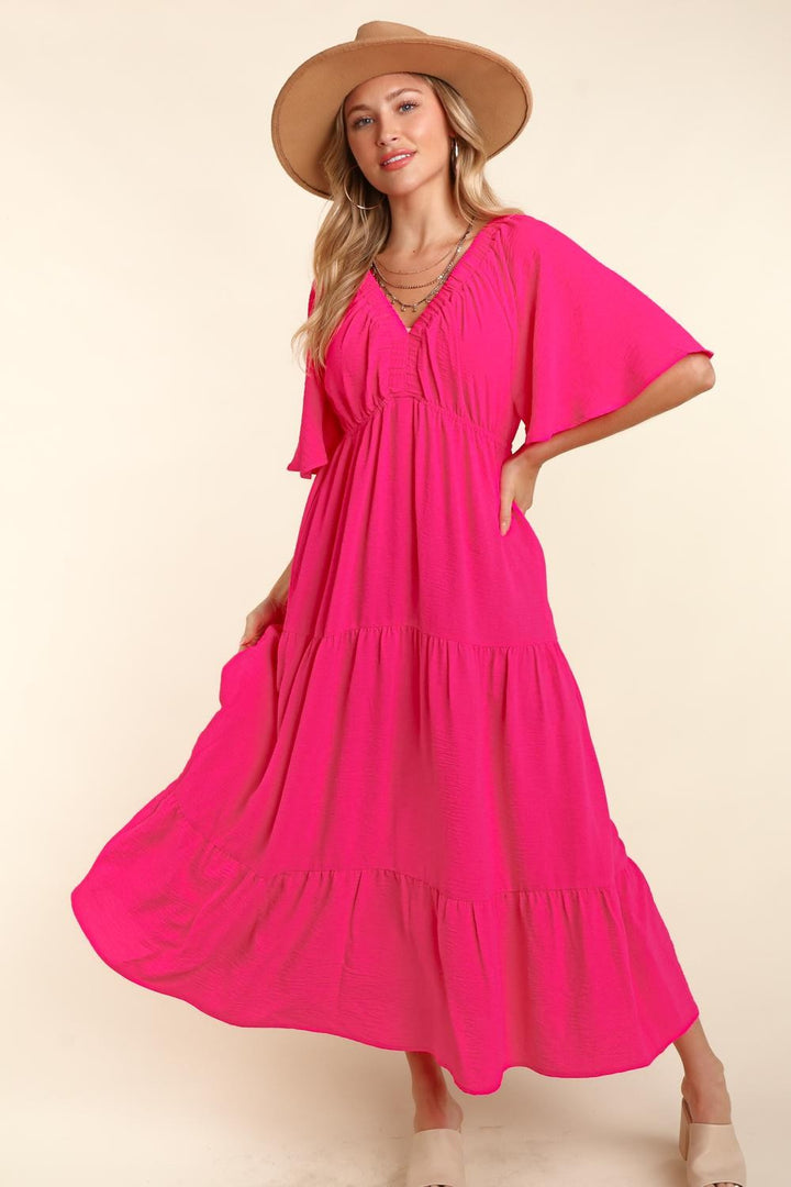 Haptics Tiered Babydoll Maxi Dress with Side Pocket | Trendsi