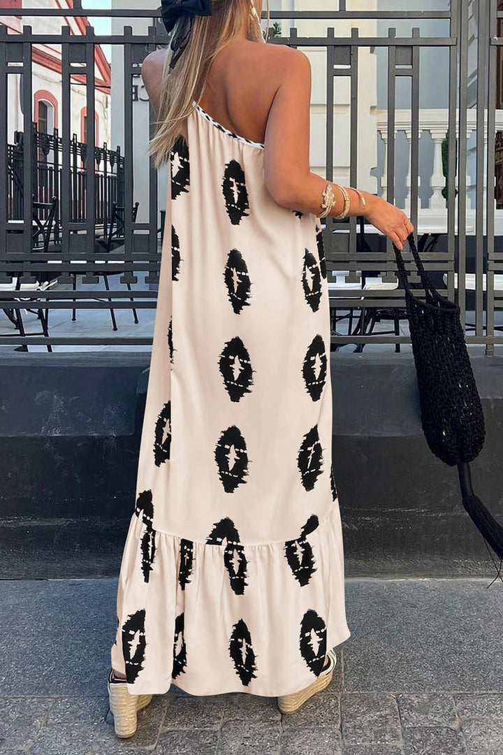 Printed Single Shoulder Maxi Dress | Trendsi