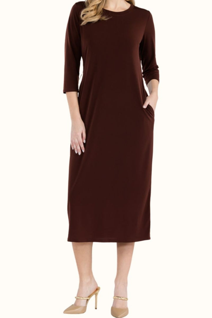 Celeste Full Size Round Neck Midi Dress | Trendsi