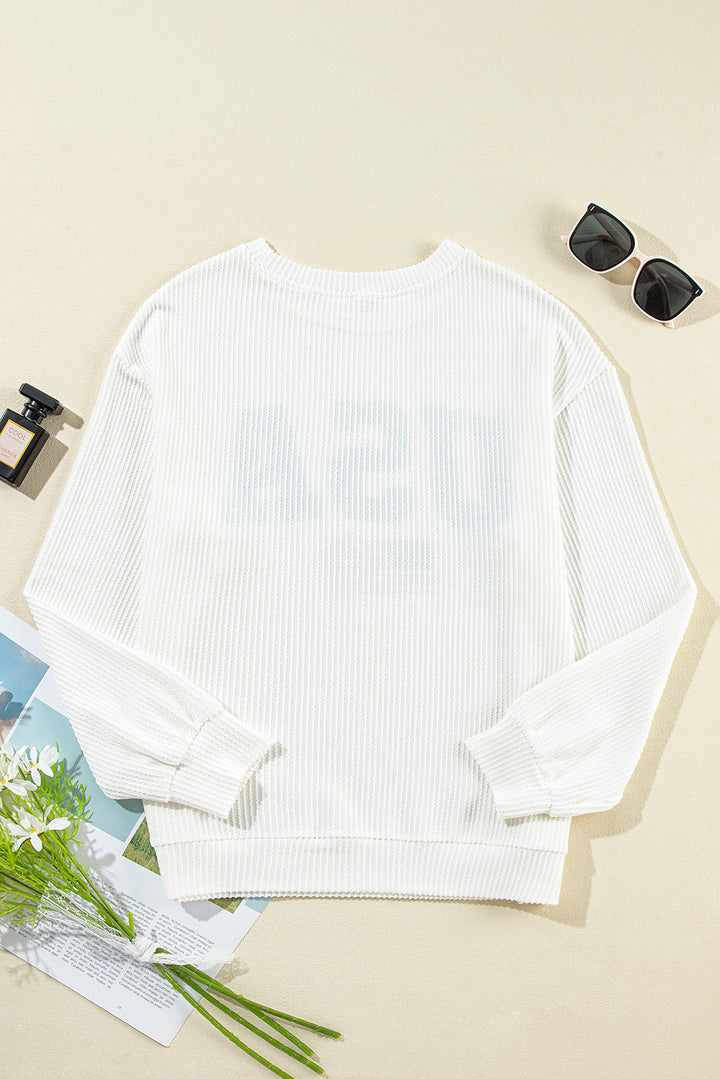 Letter Graphic Round Neck Long Sleeve Sweatshirt | Trendsi