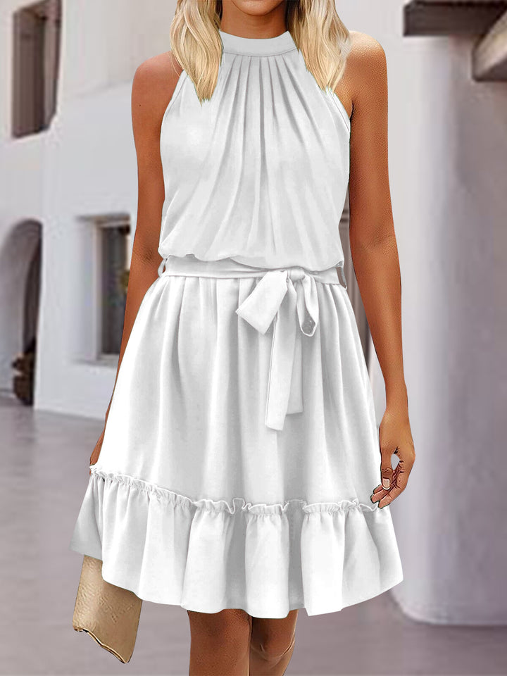 Frill Tied Mock Neck Sleeveless Dress | Trendsi