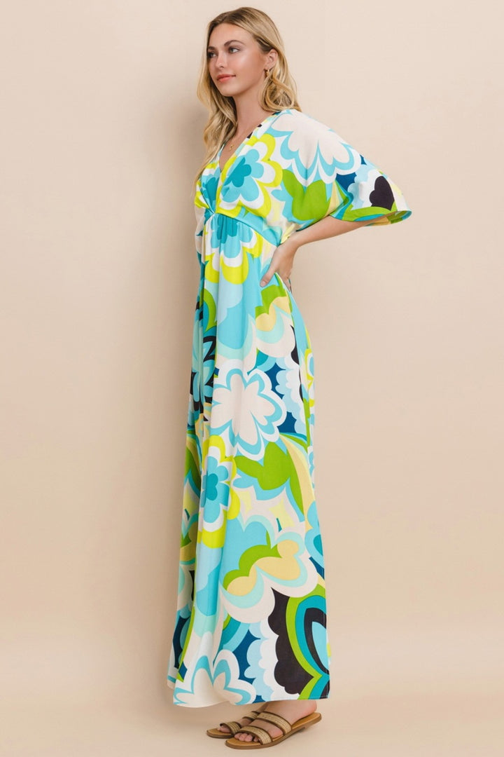 ODDI Floral Printed Slit Maxi Dress | Trendsi