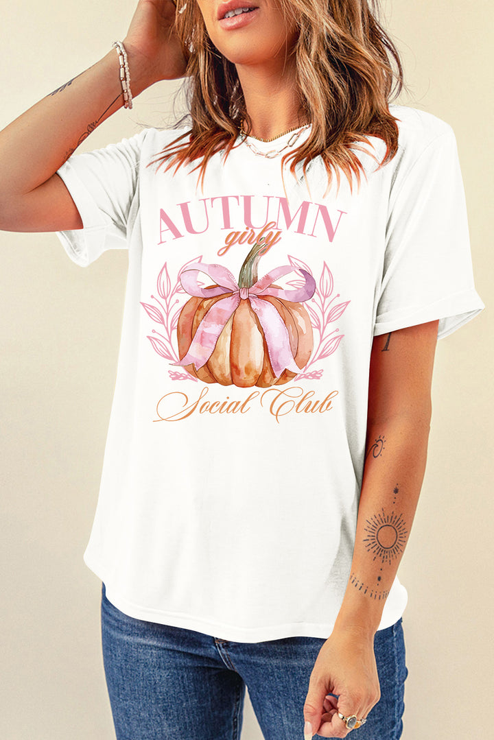 Pumpkin Graphic Round Neck Short Sleeve T-Shirt | Trendsi