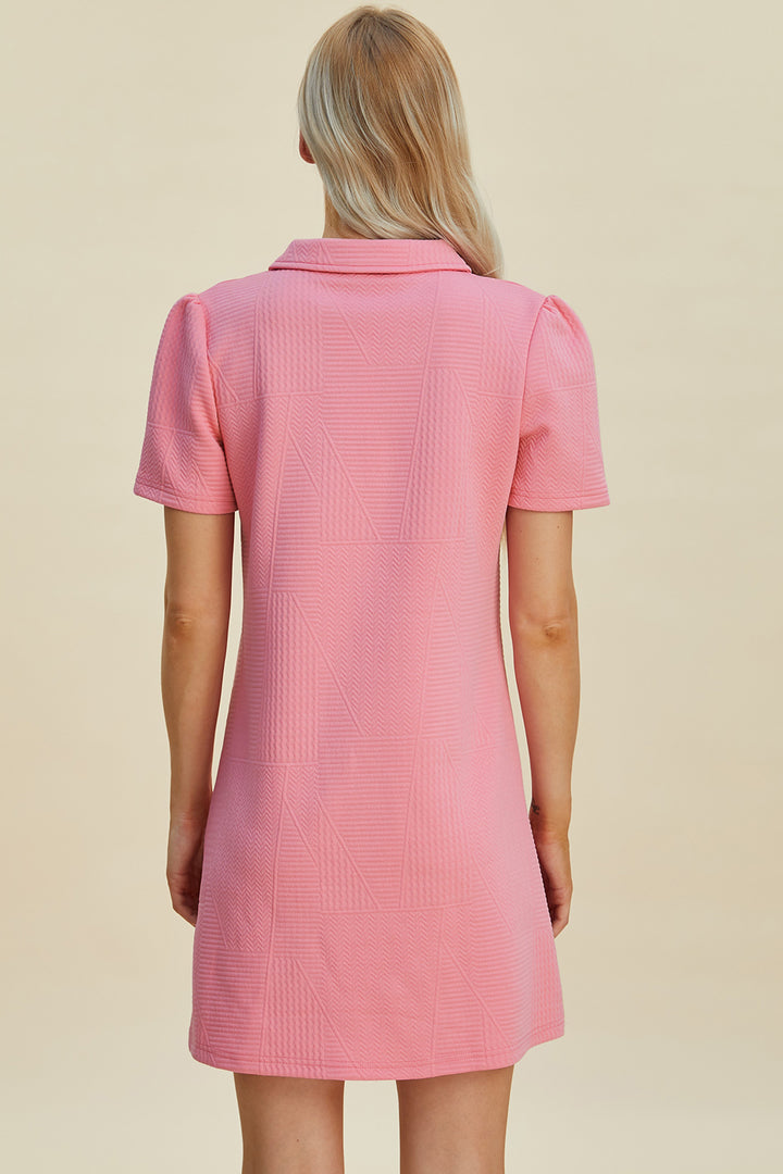 Double Take Full Size Texture Short Sleeve Dress | Trendsi