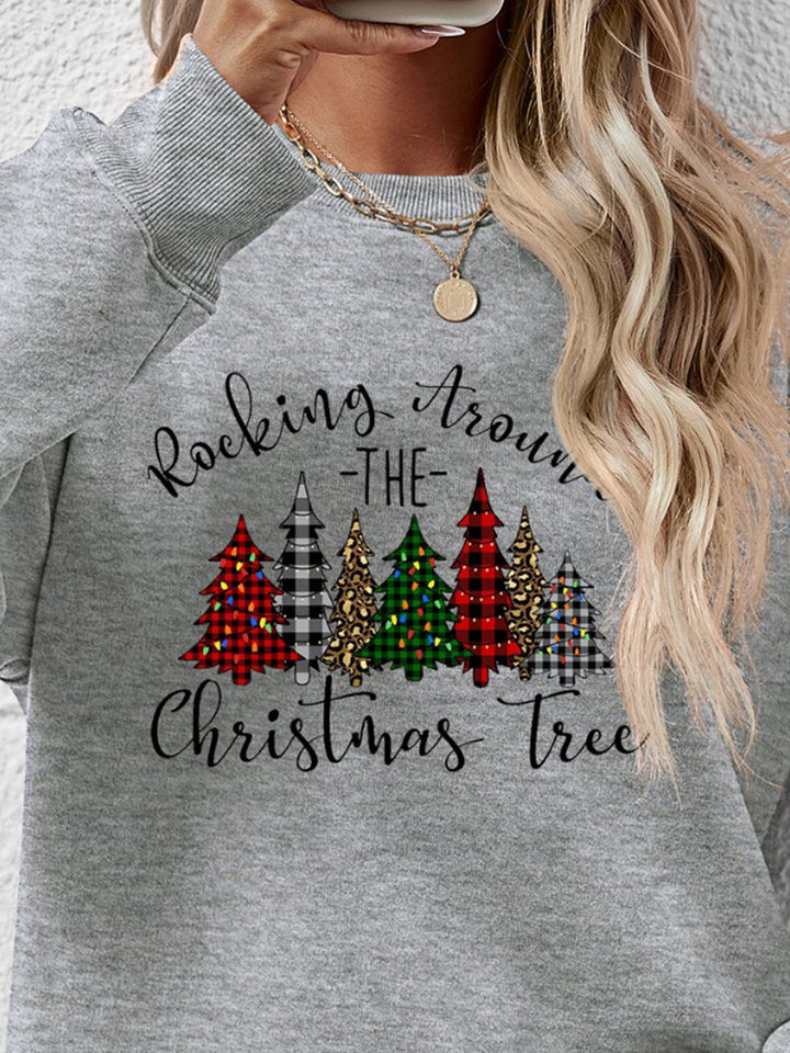 Christmas Tree Graphic Round Neck Sweatshirt | Trendsi