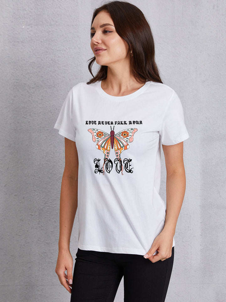 Butterfly Round Neck Short Sleeve T-Shirt | Trendsi