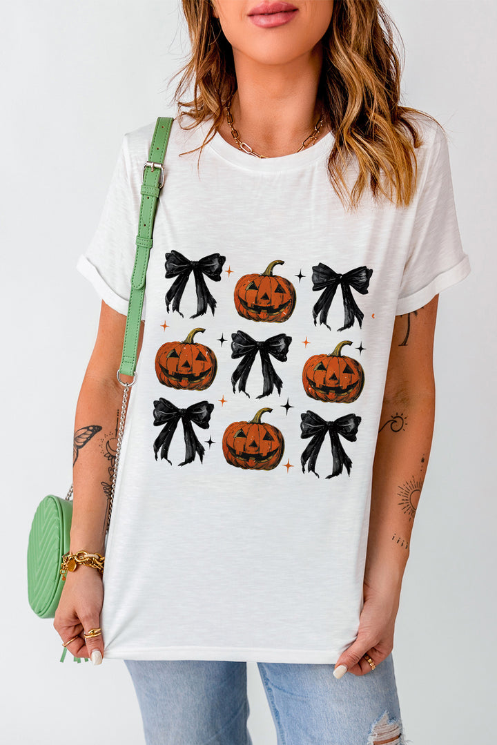 Pumpkin Round Neck Short Sleeve T-Shirt | Trendsi