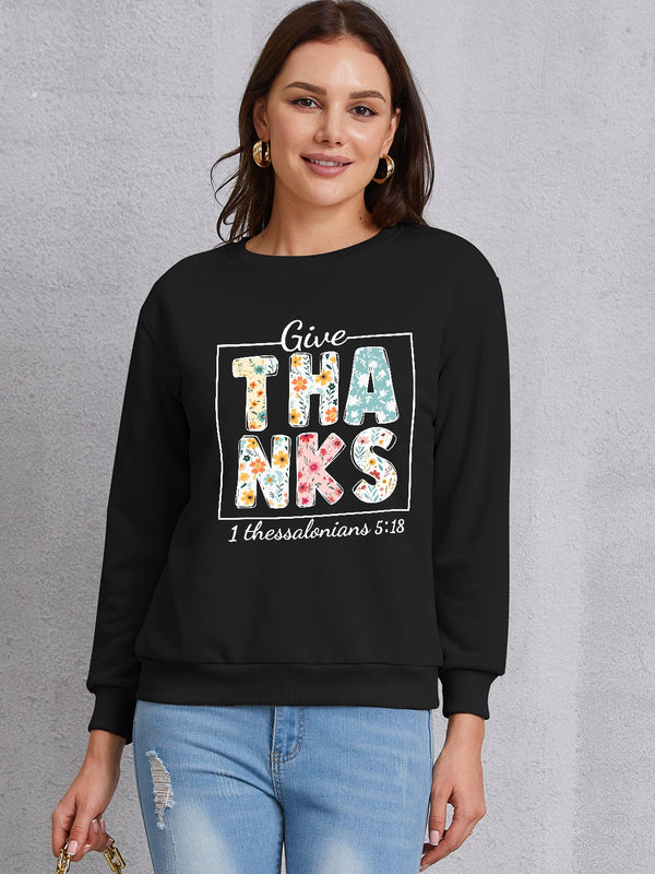 Letter Graphic Round Neck Dropped Shoulder Sweatshirt | Trendsi