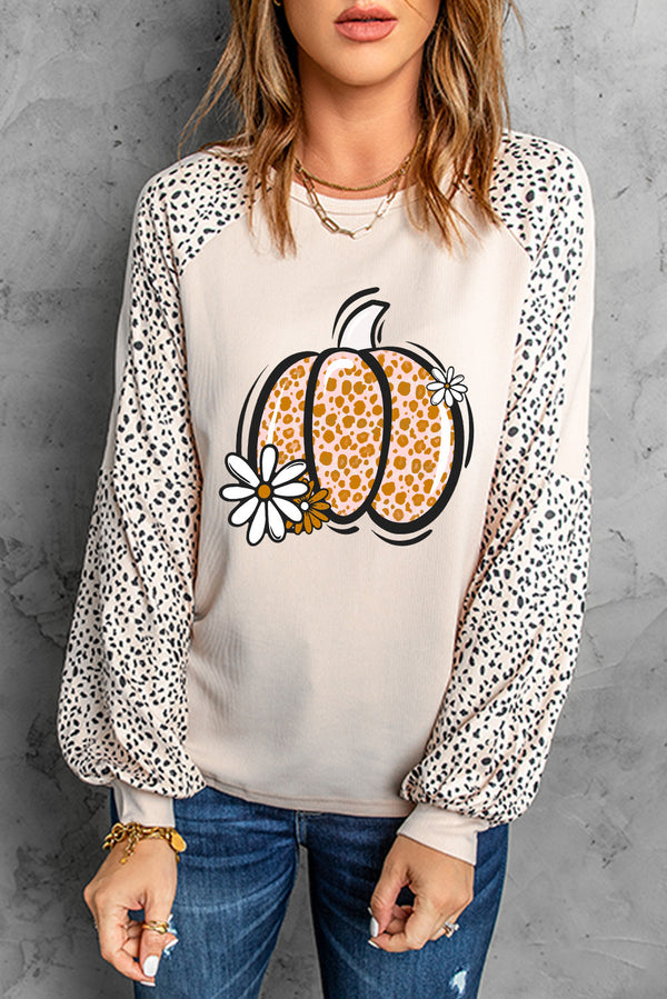 Pumpkin Graphic Round Neck Long Sleeve Top | Trendsi