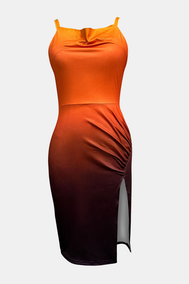 Slit Ruched Gradient Cami Dress | Trendsi