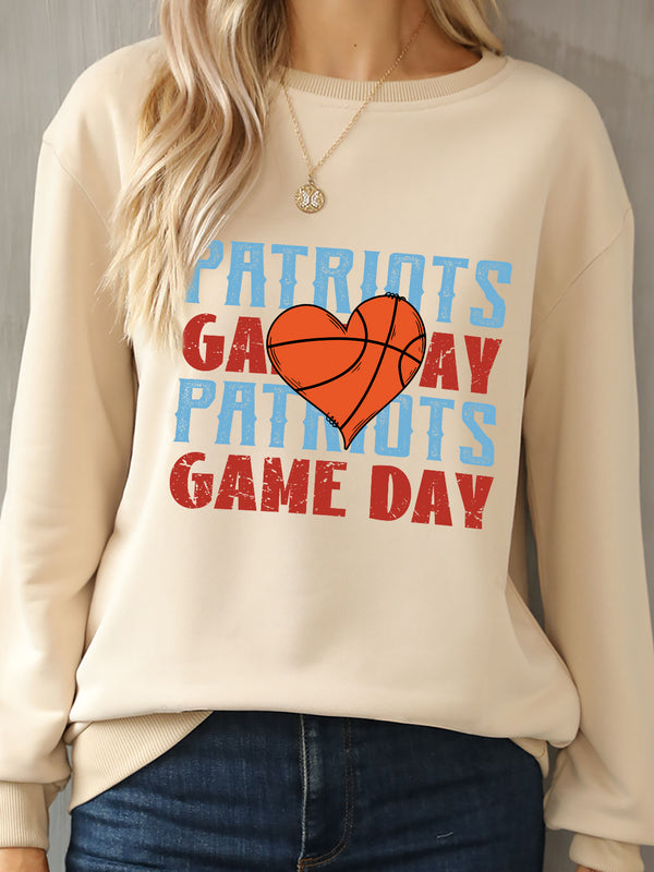 PATRIOTS GAME DAY Round Neck Dropped Shoulder Sweatshirt | Trendsi