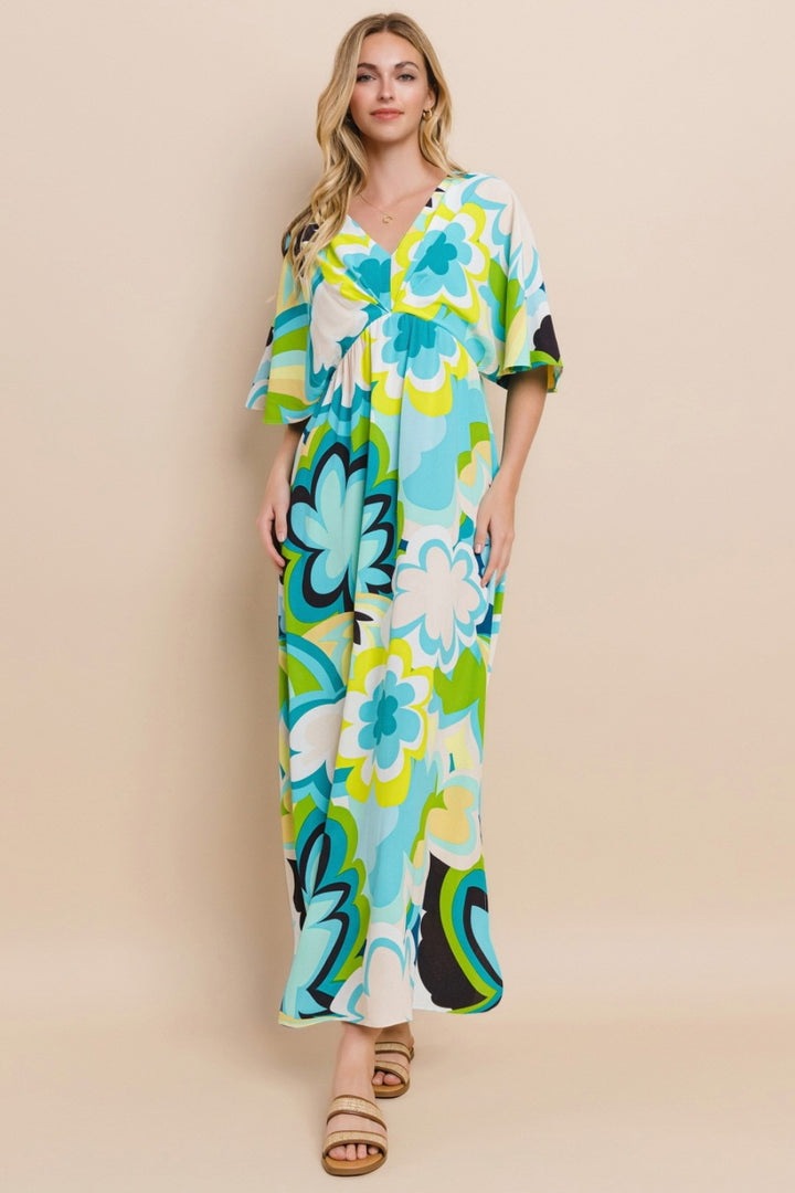 ODDI Floral Printed Slit Maxi Dress | Trendsi