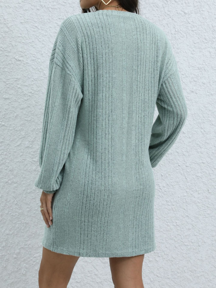 Round Neck Long Sleeve Mini Dress | Trendsi