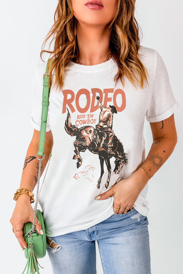 Cowboy Graphic Round Neck Short Sleeve T-Shirt | Trendsi